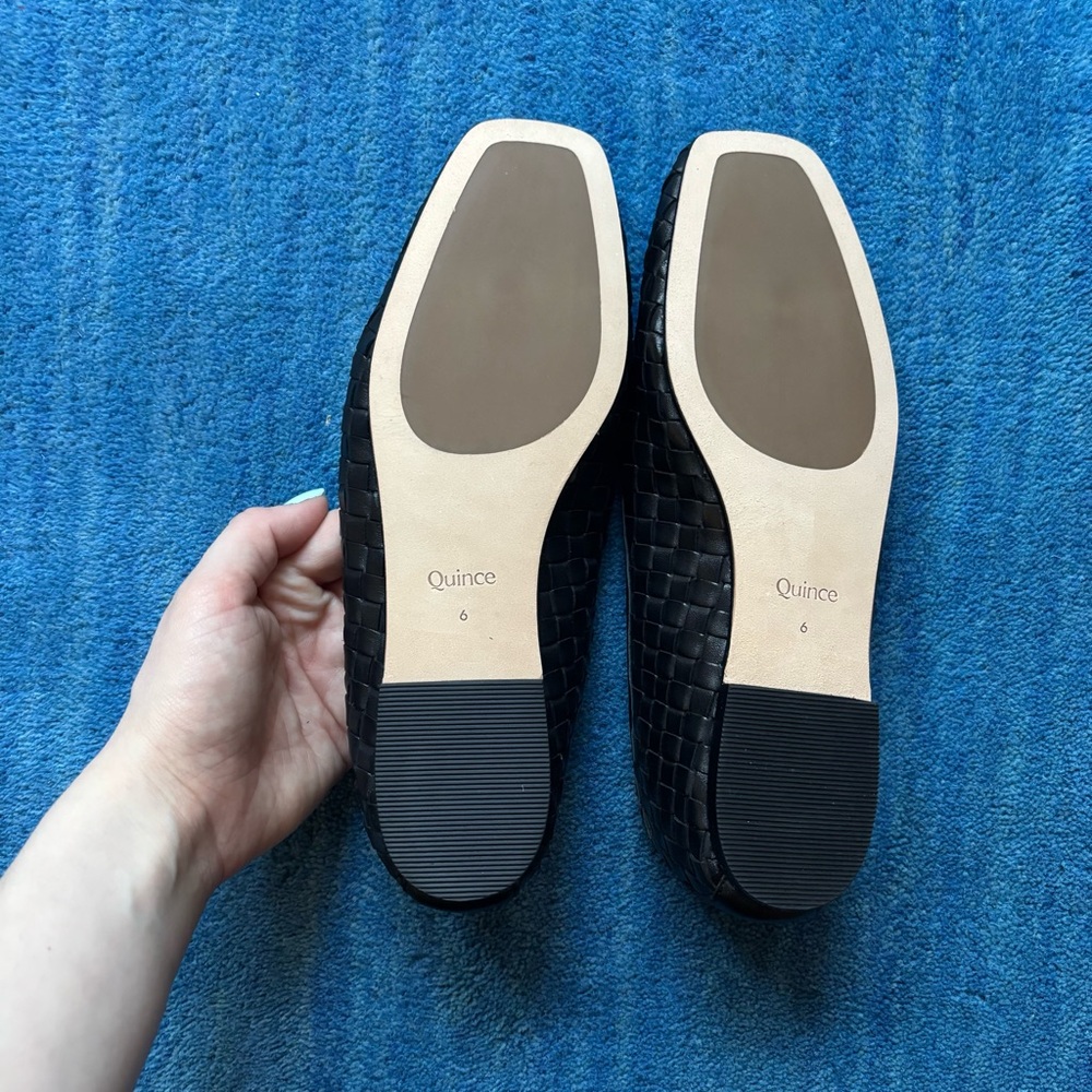 Quince Italian Leather Handwoven Square Toe Ballet Flats - NEVER WORN / NWOT - Picture 2 of 3